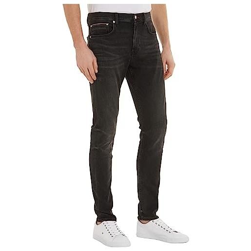 Tommy Hilfiger jeans uomo tapered elasticizzati, nero (branson grey), 31w / 32l