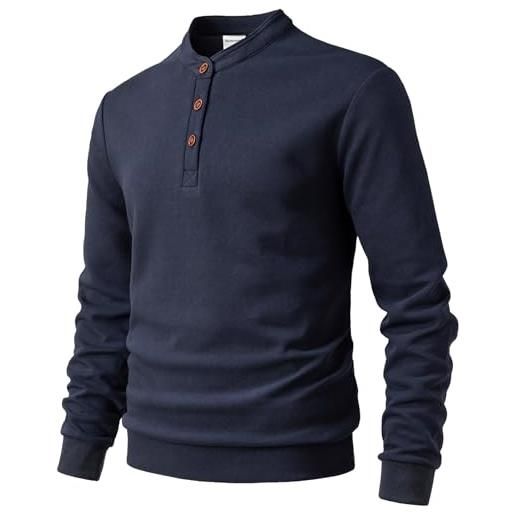 Harbrosrce felpa uomo in pile henley con bottoni maglione a maniche lunghe senza cappuccio microfleece sweatshirt per inverno autunno primavera