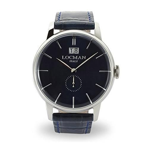 Locman 1960 / orologio uomo / quadrante blu / cassa acciaio / cinturino pelle blu