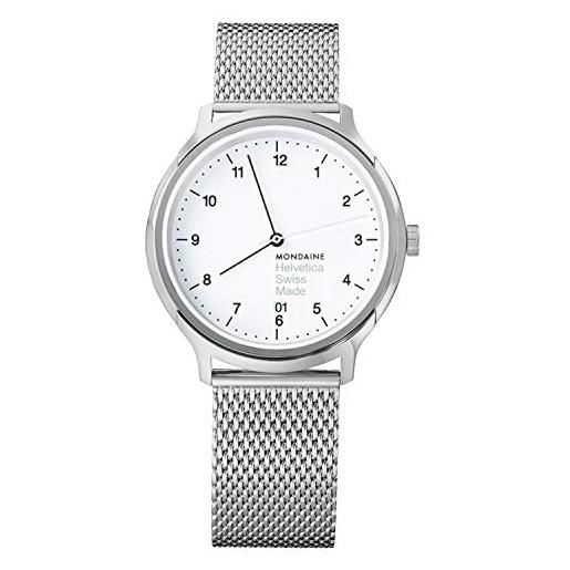 Mondaine helvetica regular - orologio in acciaio inossidabile per uomo e donna, mh1. R2210. Sm, 40mm. 