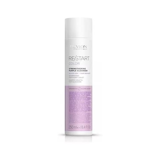 Revlon professional restart strengthening purple cleanser, shampoo rinforzante, neutralizza toni indesiderati, per capelli bianchi, decolorati e biondi, 1000ml