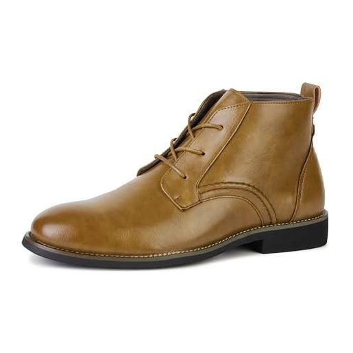 CALEBGAR stivaletti uomo stivali comode scarponi classici chukka boots pelle sintetica stringata scarpe uomo (blu, 47)