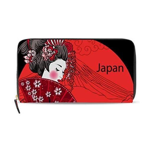 Bardic gigijy bella giappone donna geisha portafoglio multi carta di credito borsa per le donne pelle zip lungo portafoglio