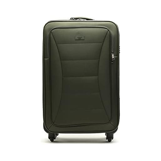 MISAKO valigia in tessuto grande da viaggio leslie verde unisex - valigia elegante morbida semirigida - 77 x 46 x 26 cm 4 ruedas