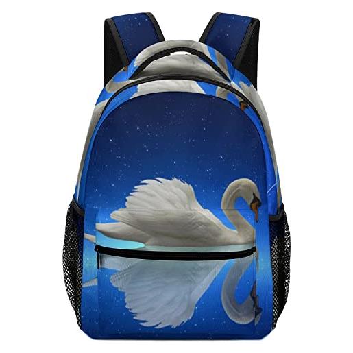 LafalPer zaino casual moda borsa da scuola adolescente stampa classico backpack zaino porta pc per università cigno di fantasia