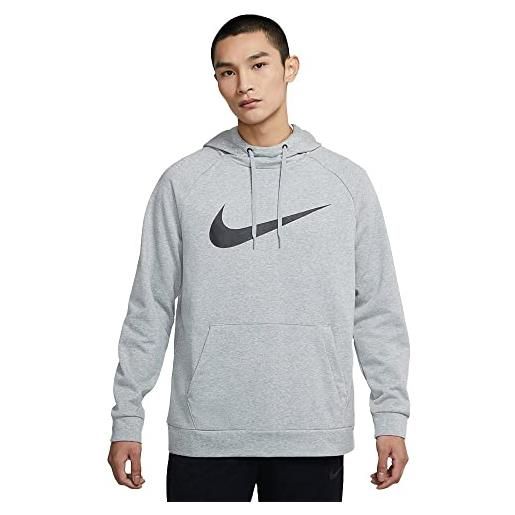 Nike dri-fit hdie, felpa con cappuccio uomo, grigio (dk grey heather/black), s