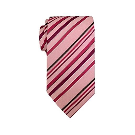 Remo Sartori - cravatta in pura seta regimental a righe tono su tono, made in italy, uomo (rosa)