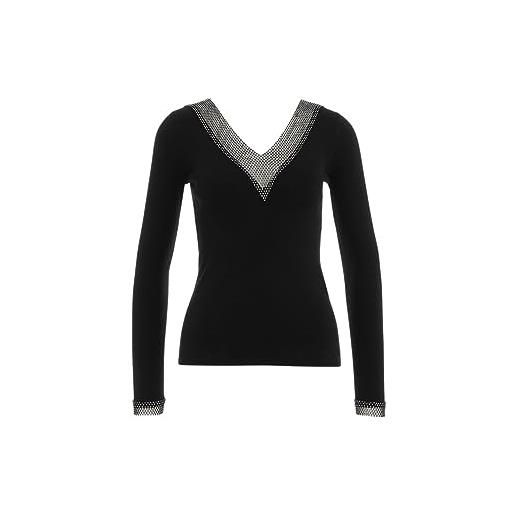 Liu Jo Jeans liu jo maglione donna, modello ecs maglia chiusa m/l con scollatura a v, in misto viscosa, colore nero nero nero