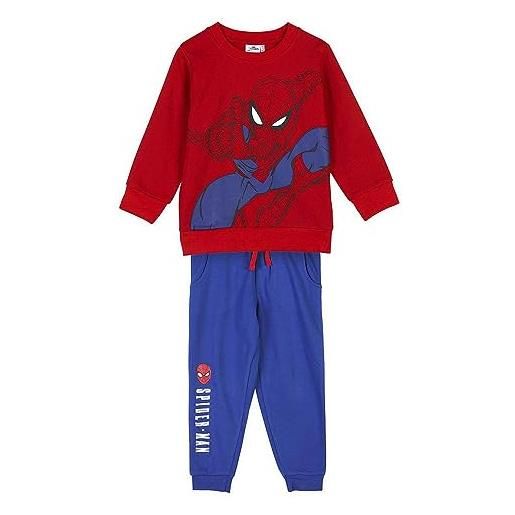 CERDÁ LIFE'S LITTLE MOMENTS tutina di spiderman 2 pezzi-set composto da felpa e pantalone-licenza ufficiale marvel tuta, rosso, standard bambini e ragazzi