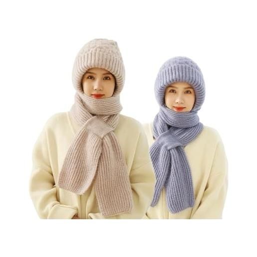 FASWAR sciarpa antivento con protezione for le orecchie integrata, sciarpa invernale calda lavorata a maglia, oltre a cappello lavorato a maglia invernale spesso in velluto (color: b, size: one size)