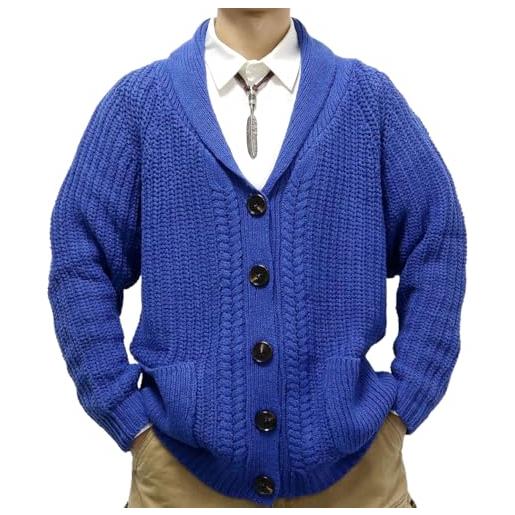 RQPYQF cardigan da uomo cardigan lavorato a maglia con bottoni maglione manica lungaa giacca pesante primaverile autunno invernale maglia sweater uomo ks22 (blu, 3xl)