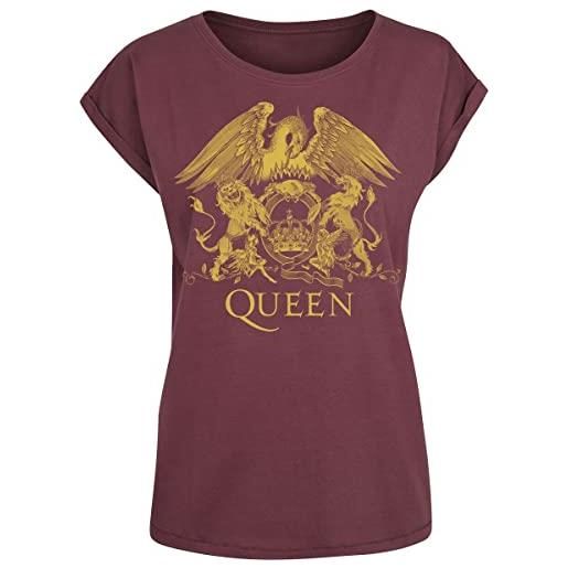 Queen classic crest donna t-shirt bordeaux m 100% cotone regular