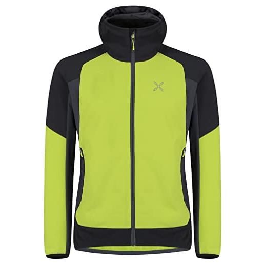 MONTURA premium wind hoody jacket uomo mjaw48x 4793 colore verde lime/piombo giacca pile ideale per trekking alpinismo arrampicata e attività outdoor invernali