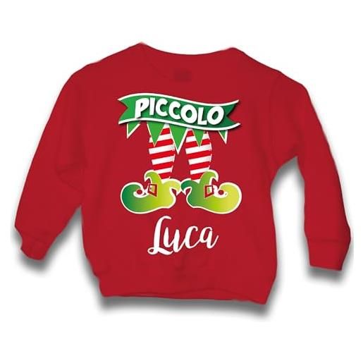 Generico felpa maglione natalizio per bambini e ragazzi nero bianco rosso in caldo cotone maglia natalizia bimbi personalizzata con nome scarpette elfo idea regalo originale e divertente
