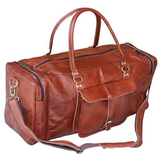 american blue borsa da viaggio in vera pelle, stile vintage, palestra fatta a mano marrone 24 pollici