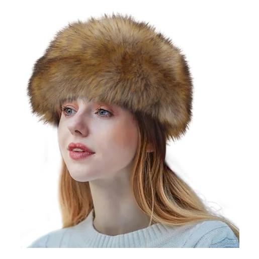 Cozylkx fascia per capelli in finta pelliccia per donne e ragazze, fascia per capelli invernale soffice e scalda orecchie peloso, larga 13cm