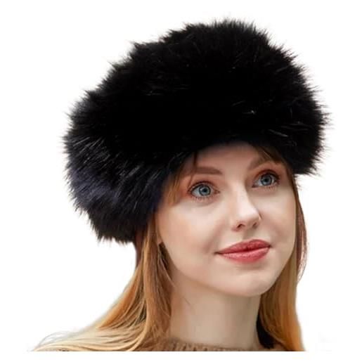 Cozylkx fascia per capelli in finta pelliccia per donne e ragazze, fascia per capelli invernale soffice e scalda orecchie peloso, larga 13cm