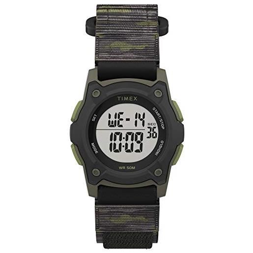 Timex tw7c77500, orologio digitale da ragazzo con cinturino mimetico nero e verde, cinturino ad avvolgimento rapido