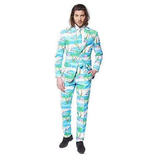 OppoSuits solid color party suits for men - blue steel - full suit: includes pants, jacket and tie abito da uomo, 38