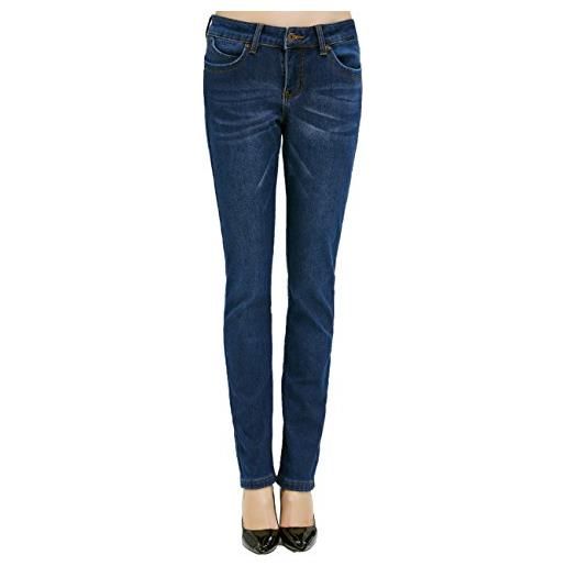 Camii Mia - jeans da donna invernali, foderati in pile, pantaloni caldi termici, jeggings, aderenti, a vita media, elastici, blue (new size), 28w x 30l