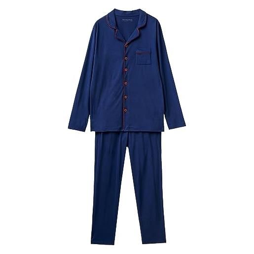 United Colors of Benetton pig(giacca+pant) 3vd04p01p, set di pigiama uomo, blu notte 252, l