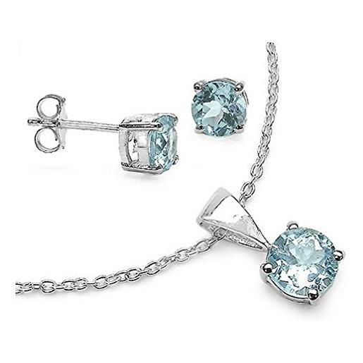 Schmuck-Schmidt gioielli set di gioielli schmidt/set 4 pezzi orecchini acquamarina, collier, ciondolo 1,20 carati