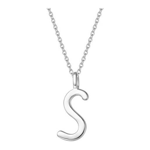AGVANA collana con lettera iniziale s ciondolo in argento sterling 925 collana con pendente nome alfabeto da donna ragazze - lunghezza catena: 40 + 5 cm