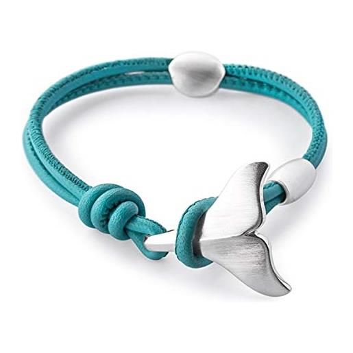 Heartbreaker- bracciale in pelle turchese con pinna di delfino in argento vero | collezione delfino | braccialetto delfino d'argento sterling 925 | per donne