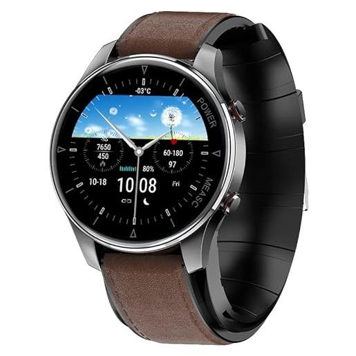 D'llesell smartwatch alla moda con monitoraggio della temperatura con airbag p50, braccialetto per la pressione sanguigna, contapassi e monitoraggio della frequenza respiratoria (nero + marrone)