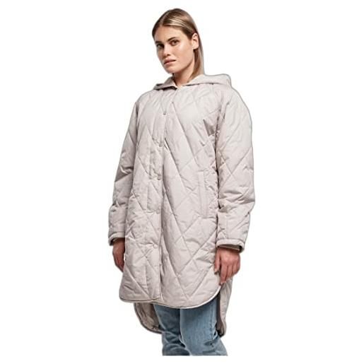 Urban Classics cappotto con cappuccio da donna oversized diamond quilted, grigio caldo, xl