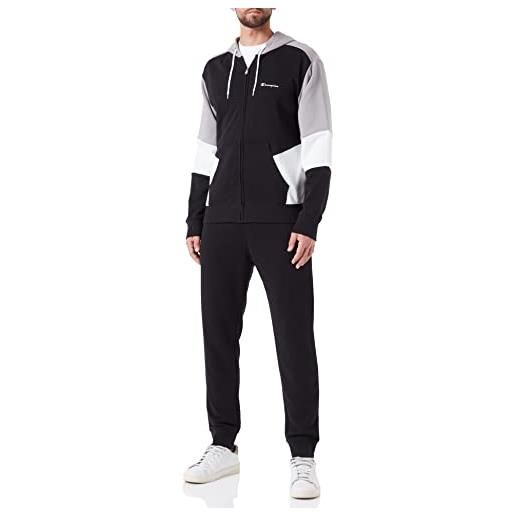 Champion legacy sweatsuits powerblend terry all day active hooded tuta sportiva, (nero/grigio petra), s uomo