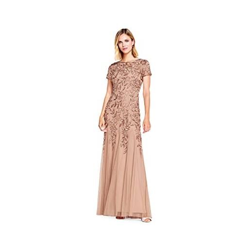 Adrianna Papell floral beaded godet t-shirt, beige(beige (taupe/pink), taglia produttore: 14 donna