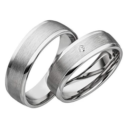 JC Trauringe jc s035 - coppia di fedi matrimoniali in argento 925, con diamante e incisione, anelli di fidanzamento, anelli di fidanzamento, anelli di fidanzamento, fedi nuziali, platino dorato, oro bianco