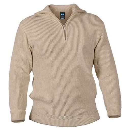 Blauer Peter - maglione con colletto e zip sul torace - in lana merino -10 colori, colore: beige-screziato, taglia: 50