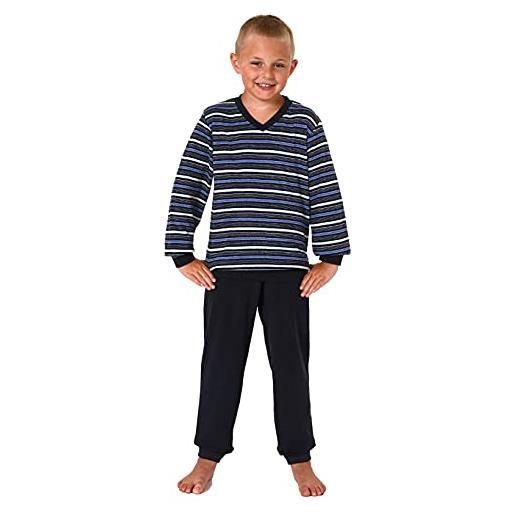 Great Boy pigiama lungo in spugna da bambino, con polsini e anelli - 65689 blu marino 170/176 cm
