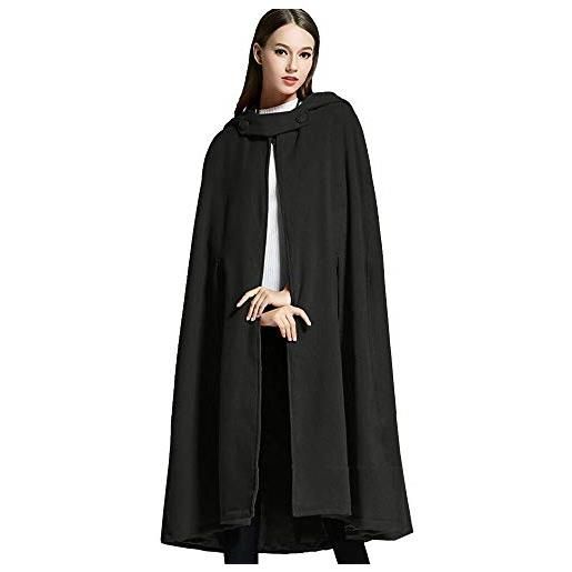 ONECHANCE mantello medievale donne batwing cape poncho di lana giacca calda mantello incappucciato cappotto color nero size one size