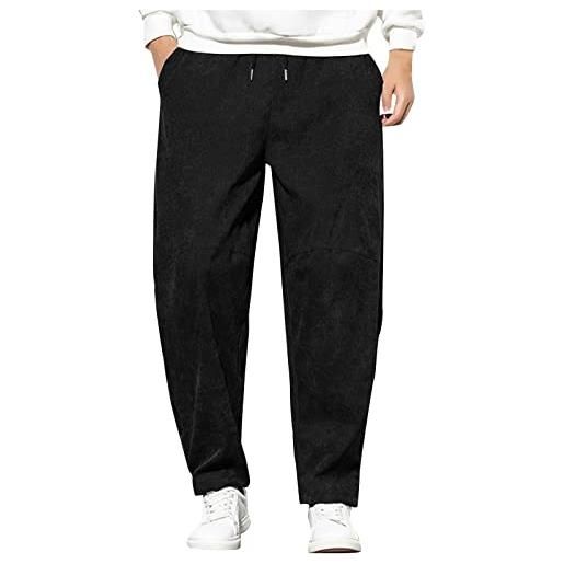 Generico pantaloni taglia pantaloni casual in velluto a coste pantaloni da uomo in pizzo large color fashion pantalone spiaggia pantaloni taglia 50 (black, xl)