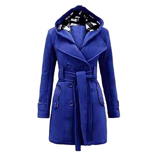 BIISDOST cintura lunga cappotto con cappuccio invernale doppia giacca ricamata sezioni calde cappotti cappotto invernale donna elegante, colore: rosso, l