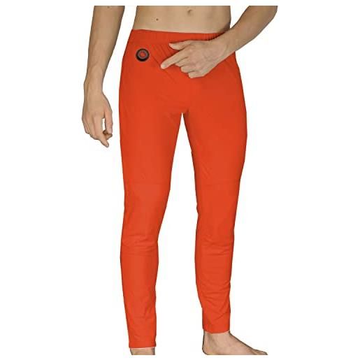 Glovii gp1r pantaloni termici con gambe lunghe batteria riscaldati, taglie s-xl, arancione, batteria inclusa (l)