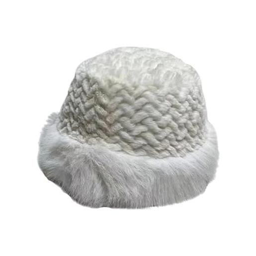 ChrySm caldo modo sintetico pelliccia di coniglio cappello pescatore, caldo cappello pescatore delle donne (white, one size)