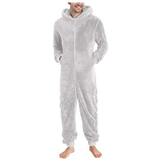 JokeLomple tuta intera one piece pigiama - pigiama intero uomo pigiama in peluche termico pile pigiama pile intero intera manica lunga per l'inverno tutine per uomini