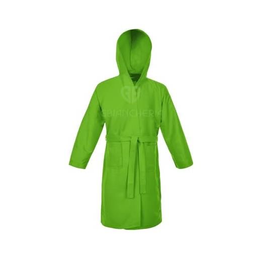 GBiancheria accappatoio microfibra bambini ragazzi con tasche cappuccio e cintura verde (8/10 anni)