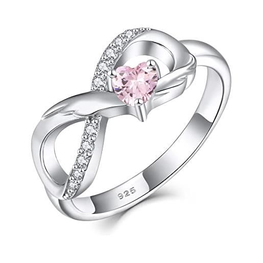 Starchenie anello infinito anello di fidanzamento con pietra portafortuna a cuore in argento 925 per donne
