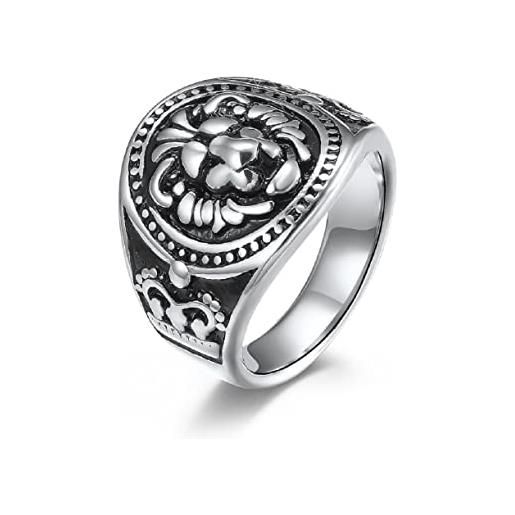 MayiaHey anello con testa di leone, anello nordico vichingo, testa di leone per uomini, anello punk a testa di leone, anello gotico, corona di leone hip-hop, 18.9, metallo non prezioso