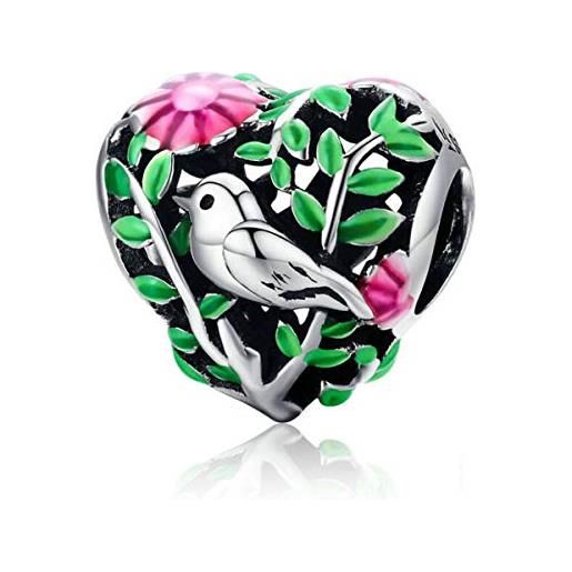 YASHUO Jewellery lin zhong - charm in argento sterling con motivo a forma di uccello, per braccialetti pandora e argento, colore: charm a forma di uccell, cod. Ys-scc647