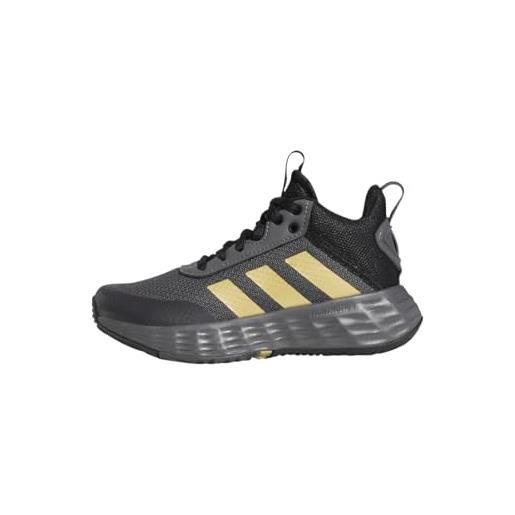 adidas ownthegame 2.0, sneakers unisex - bambini e ragazzi, grey five matte gold core black, 35.5 eu