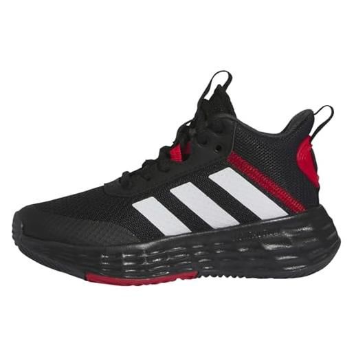 adidas ownthegame 2.0, sneakers unisex - bambini e ragazzi, core black ftwr white vivid red, 33 eu