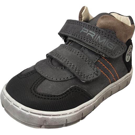 Sneakers alte in pelle scamosciata e suola marmorizzata con doppio strappo colore grigio - primigi