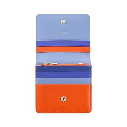 Dudu portafoglio donna piccolo in pelle schermato rfid colorato ultra compatto con zip interna e 8 porta carte tessere blu pastello