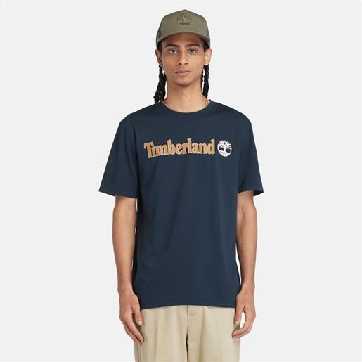 Timberland t-shirt con logo lineare da uomo in blu marino blu marino